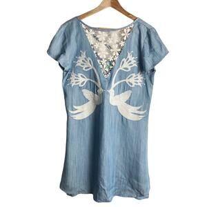 Judith March blue embroidered kissing dove dress